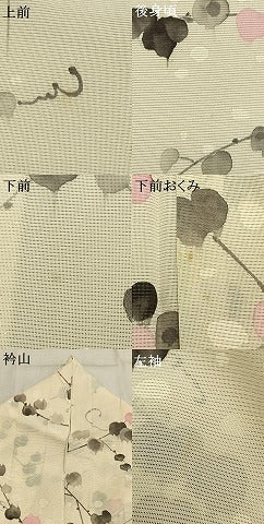 平和屋着物＊夏物 小紋 絽 手描き 蔦の葉文 正絹 逸品 AABF5700fy