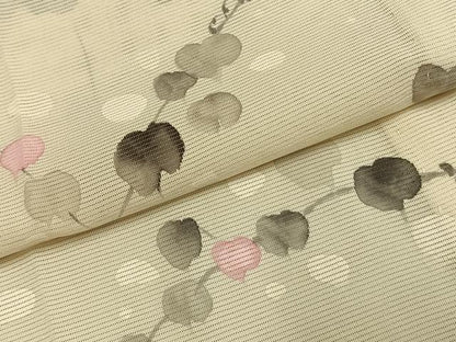 平和屋着物＊夏物 小紋 絽 手描き 蔦の葉文 正絹 逸品 AABF5700fy