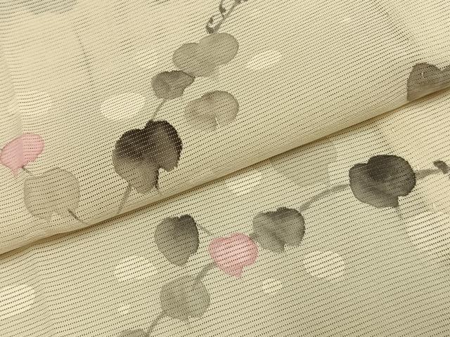 平和屋着物＊夏物 小紋 絽 手描き 蔦の葉文 正絹 逸品 AABF5700fy