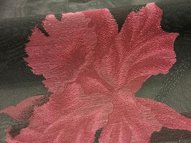 平和屋着物＊夏物 小紋 紗 草花文 黒地 銀通し地 正絹 逸品 AABF5701fy