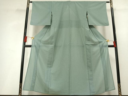 平和屋着物＊夏物 小紋 絽縮緬 縞 洗える着物 AABF5702fy