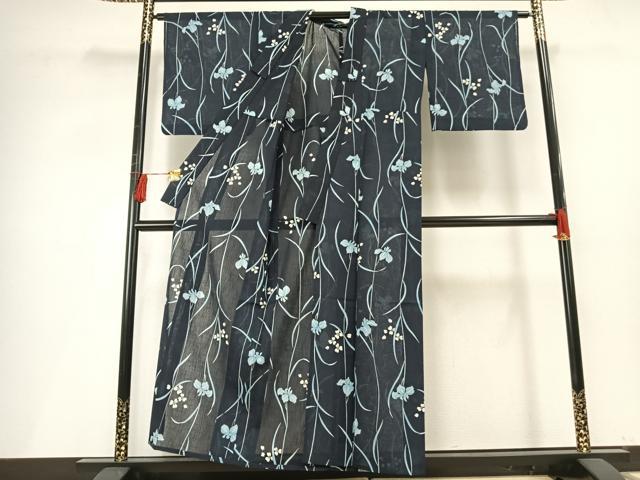 平和屋着物＊夏物　小紋　草花文　洗える着物　AABF5710fy