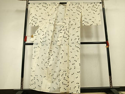 平和屋着物＊夏物 小紋 紗 舞蝶文 洗える着物 未使用 AABF5711fy