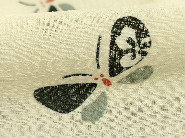 平和屋着物＊夏物 小紋 紗 舞蝶文 洗える着物 未使用 AABF5711fy