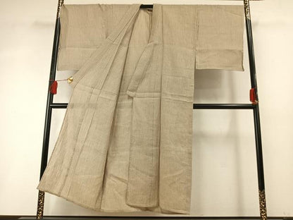 平和屋着物＊夏物 男性 小千谷ちぢみ 縞 反端付き 麻 逸品 未使用 AABF5716fy