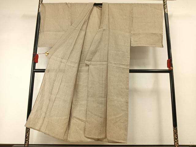 平和屋着物＊夏物 男性 小千谷ちぢみ 縞 反端付き 麻 逸品 未使用 AABF5716fy