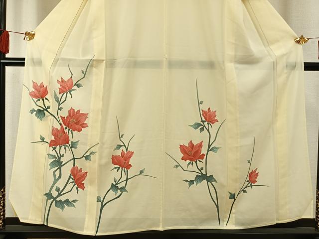 平和屋着物＊夏物 訪問着 絽 手描き 枝花文 金彩 正絹 逸品 AABF5717fy