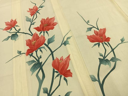 平和屋着物＊夏物 訪問着 絽 手描き 枝花文 金彩 正絹 逸品 AABF5717fy