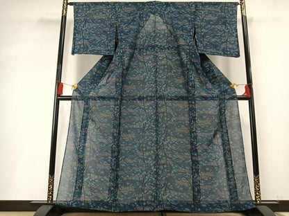 平和屋着物＊夏物 紗紬 枝花文 正絹 逸品 AABF5718fy