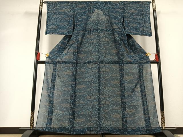 平和屋着物＊夏物 紗紬 枝花文 正絹 逸品 AABF5718fy
