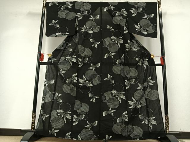 平和屋着物∴夏物 浴衣 金魚 黒地 綿 逸品 AABF5719fy