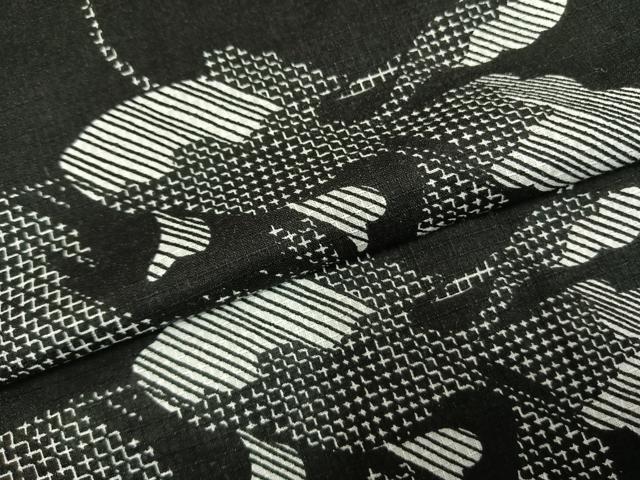 平和屋着物∴夏物 浴衣 金魚 黒地 綿 逸品 AABF5719fy