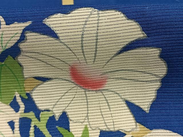 平和屋着物＊夏物 訪問着 絽 手描き 朝顔 銀彩 正絹 逸品 AABF5722fy