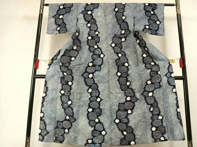 平和屋着物∴夏物 浴衣 有松鳴海絞り よろけ縞 綿 逸品 AABF5723fy