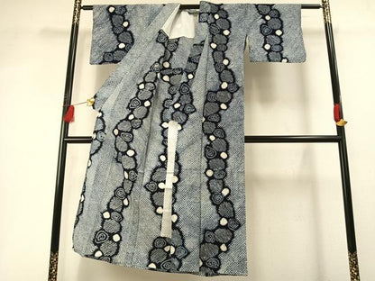 平和屋着物∴夏物 浴衣 有松鳴海絞り よろけ縞 綿 逸品 AABF5723fy