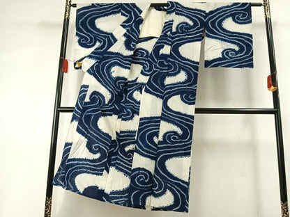 平和屋着物∴夏物 浴衣 有松鳴海絞り 渦巻き文 綿 逸品 AABF5725fy
