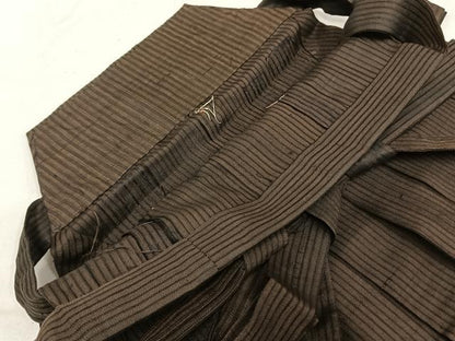 平和屋着物＊夏物 男性 行灯袴 紬地 紗 縞 正絹 逸品 AABF5733fy