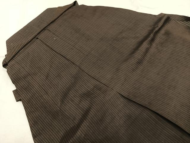 平和屋着物＊夏物 男性 行灯袴 紬地 紗 縞 正絹 逸品 AABF5733fy