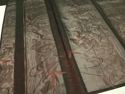 平和屋着物＊夏物　小紋　紗　草葉文　正絹　逸品　AABF5736fy