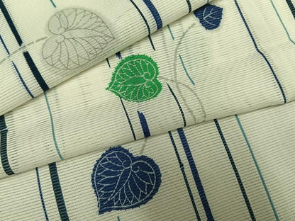 平和屋着物＊夏物 小紋 絽 草葉文 洗える着物 AABF5738fy