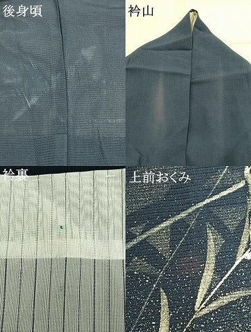 平和屋着物＊夏物 訪問着 絽 手描き 草花文 暈し染め 銀彩 正絹 逸品 AABF5739fy