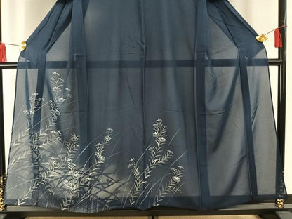 平和屋着物＊夏物 訪問着 絽 手描き 草花文 暈し染め 銀彩 正絹 逸品 AABF5739fy