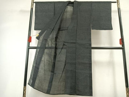 平和屋着物＊夏物 男性 上布 十字絣 黒地 麻 逸品 AABF5740fy