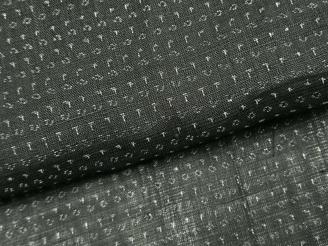 平和屋着物＊夏物 男性 上布 十字絣 黒地 麻 逸品 AABF5740fy