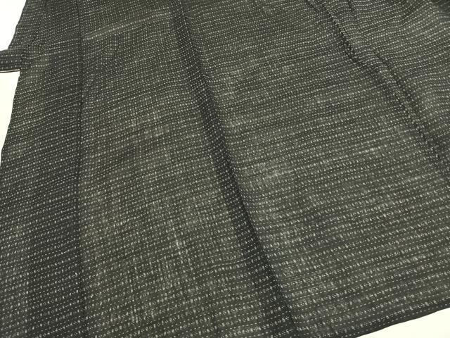 平和屋着物＊夏物 男性 上布 井桁絣 黒地 麻 逸品 AABF5742fy