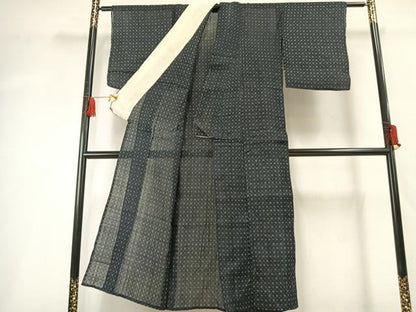 平和屋着物＊夏物 重要無形文化財 本場宮古上布 幾何学文様 苧麻 逸品 AABF5744fy