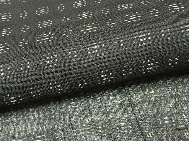平和屋着物＊夏物 紗紬 幾何学文様 黒地 正絹 逸品 AABF5748fy
