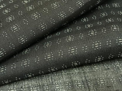 平和屋着物＊夏物 紗紬 幾何学文様 黒地 正絹 逸品 AABF5748fy