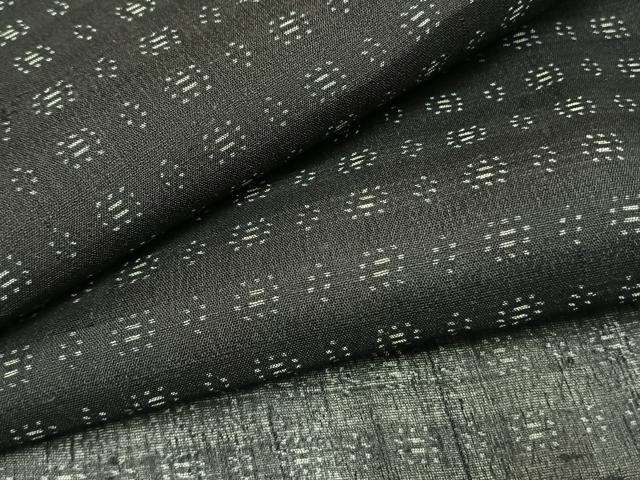 平和屋着物＊夏物 紗紬 幾何学文様 黒地 正絹 逸品 AABF5748fy