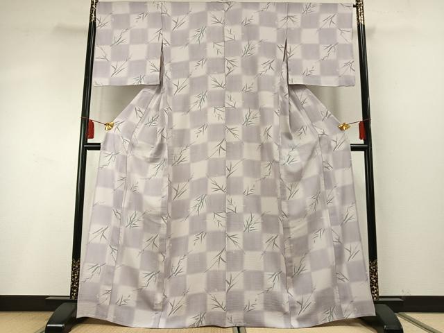 平和屋着物＊夏物 小紋 絽 手描き 市松勝虫文様 暈し染め 正絹 逸品 AABF5751fy
