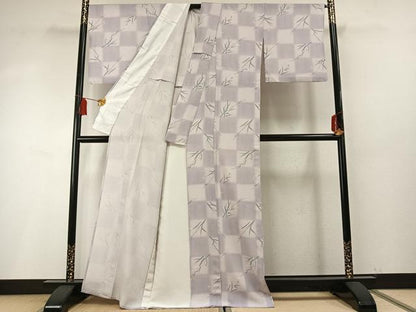 平和屋着物＊夏物 小紋 絽 手描き 市松勝虫文様 暈し染め 正絹 逸品 AABF5751fy