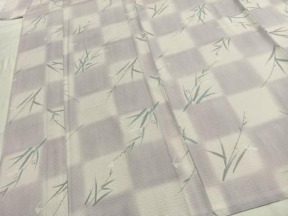 平和屋着物＊夏物 小紋 絽 手描き 市松勝虫文様 暈し染め 正絹 逸品 AABF5751fy