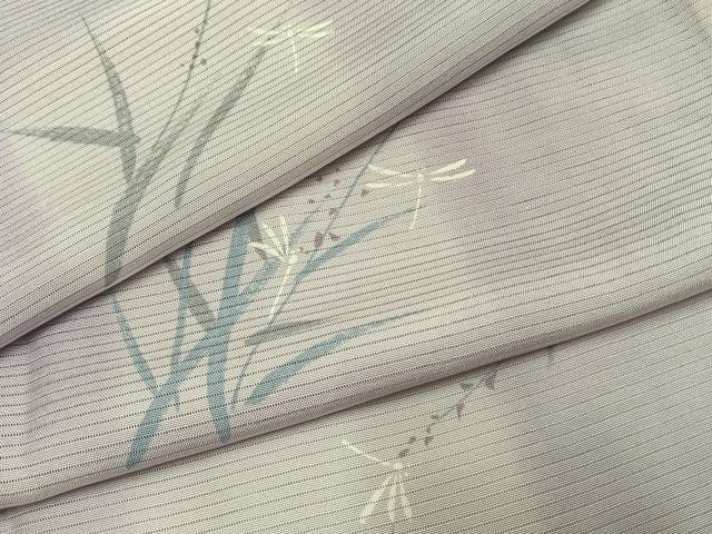平和屋着物＊夏物 小紋 絽 手描き 市松勝虫文様 暈し染め 正絹 逸品 AABF5751fy