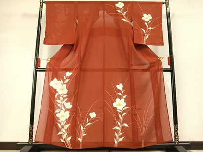 平和屋着物＊夏物　訪問着　絽　手描き　草花文　正絹　逸品　未使用　AABF5755fy