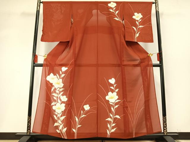 平和屋着物＊夏物　訪問着　絽　手描き　草花文　正絹　逸品　未使用　AABF5755fy