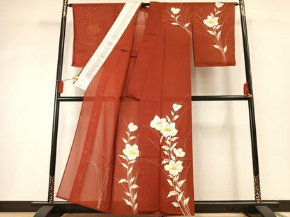 平和屋着物＊夏物　訪問着　絽　手描き　草花文　正絹　逸品　未使用　AABF5755fy