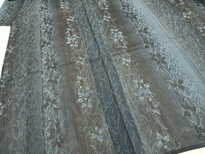 平和屋着物＊夏物　大島紬　夏大島　花唐草間道　反端付き　正絹　逸品　未使用　AABF5757fy