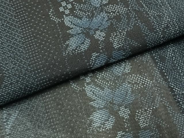 平和屋着物＊夏物　大島紬　夏大島　花唐草間道　反端付き　正絹　逸品　未使用　AABF5757fy