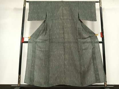 平和屋着物＊夏物 小紋 絽 よろけ縞 正絹 逸品 AABF5760fy