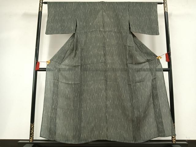 平和屋着物＊夏物 小紋 絽 よろけ縞 正絹 逸品 AABF5760fy