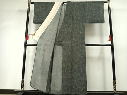 平和屋着物＊夏物 小紋 絽 よろけ縞 正絹 逸品 AABF5760fy