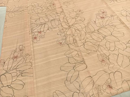 平和屋着物＊夏物 小紋 絽 手描き 草花文 暈し染め 正絹 逸品 AABF5764fy