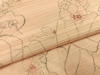 平和屋着物＊夏物 小紋 絽 手描き 草花文 暈し染め 正絹 逸品 AABF5764fy
