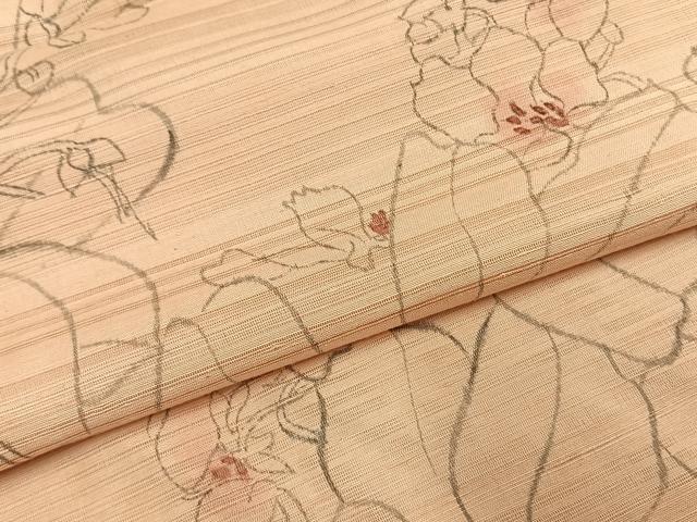 平和屋着物＊夏物 小紋 絽 手描き 草花文 暈し染め 正絹 逸品 AABF5764fy