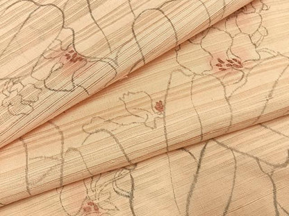 平和屋着物＊夏物 小紋 絽 手描き 草花文 暈し染め 正絹 逸品 AABF5764fy