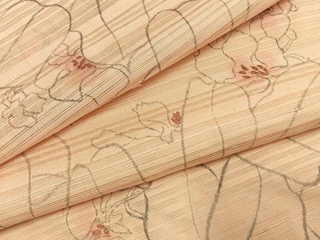 平和屋着物＊夏物 小紋 絽 手描き 草花文 暈し染め 正絹 逸品 AABF5764fy